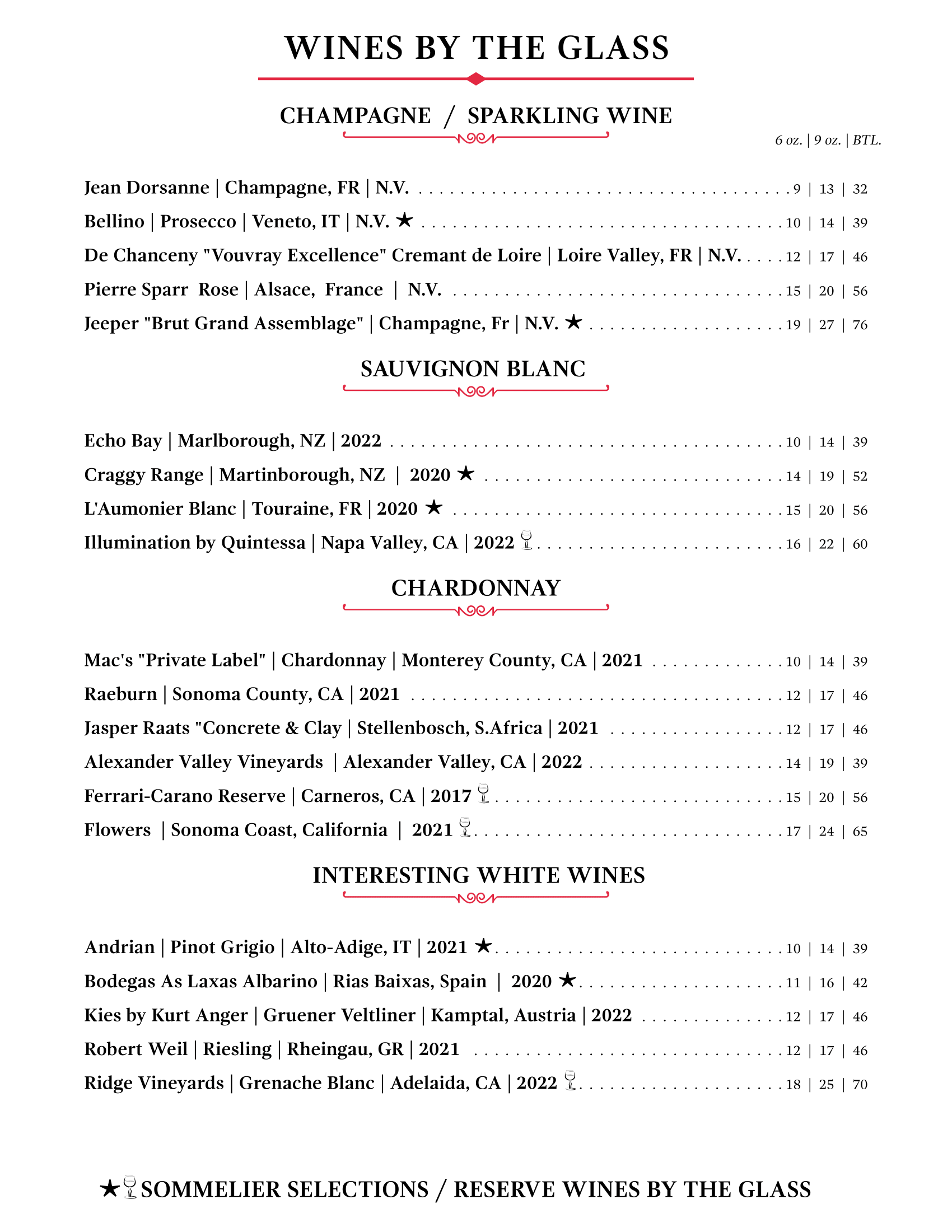 Cocktail Bar Roswell GA Red and White Wines